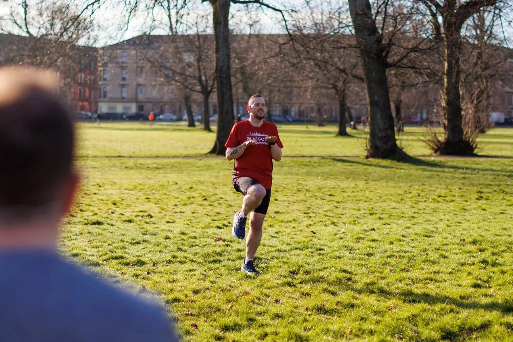 An image of a GFR member leading a warm up