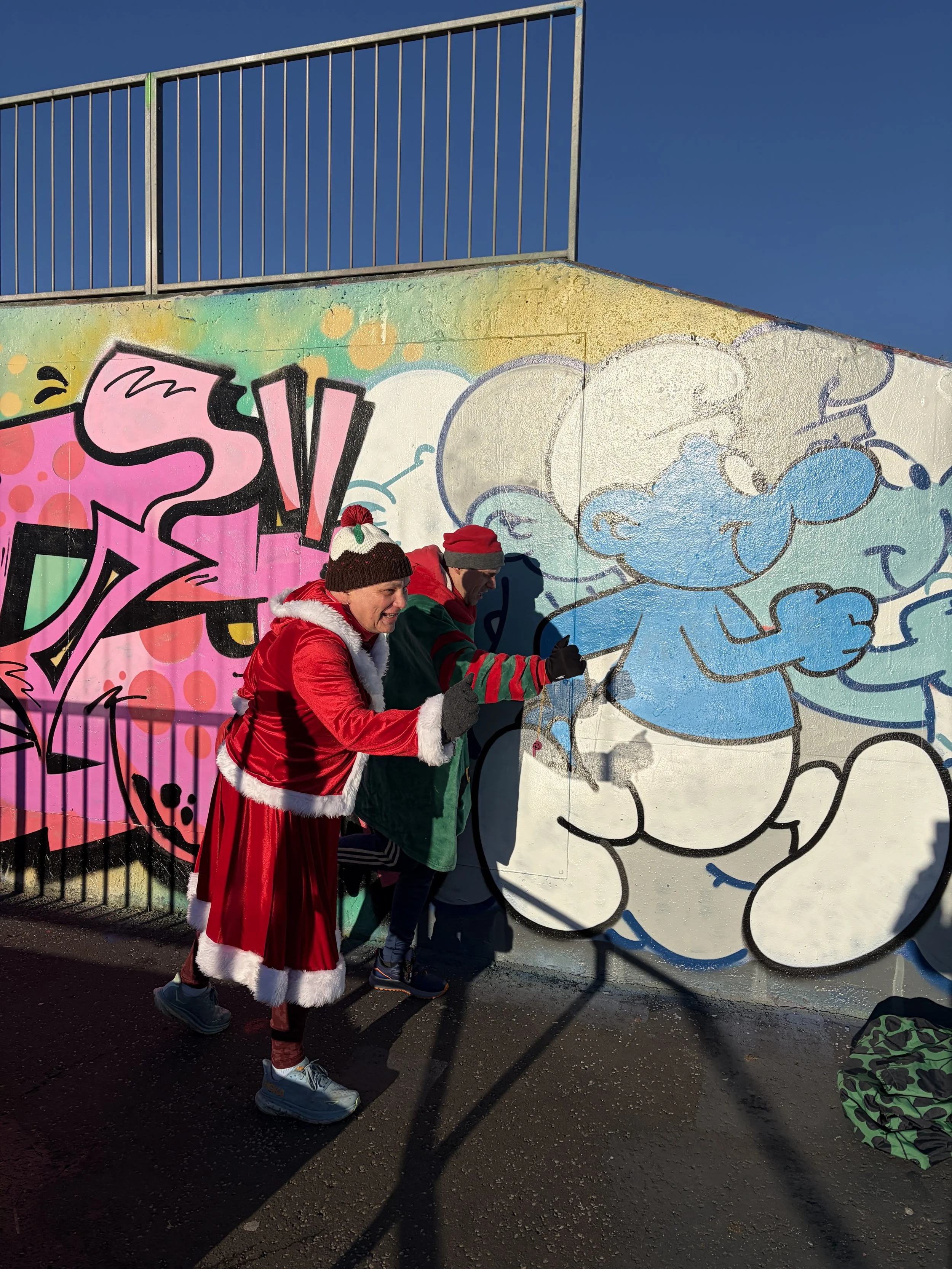 A gfr member dressed as Santa for the Santa Dash