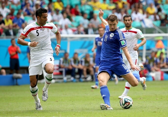 Edin Džeko puts Bosnia & Herzegovina ahead versus Iran at the 2014 Word Cup | Photo Credit
