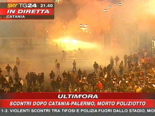 A photo of the news the evening Filippo Raciti was killed | Photo Credit