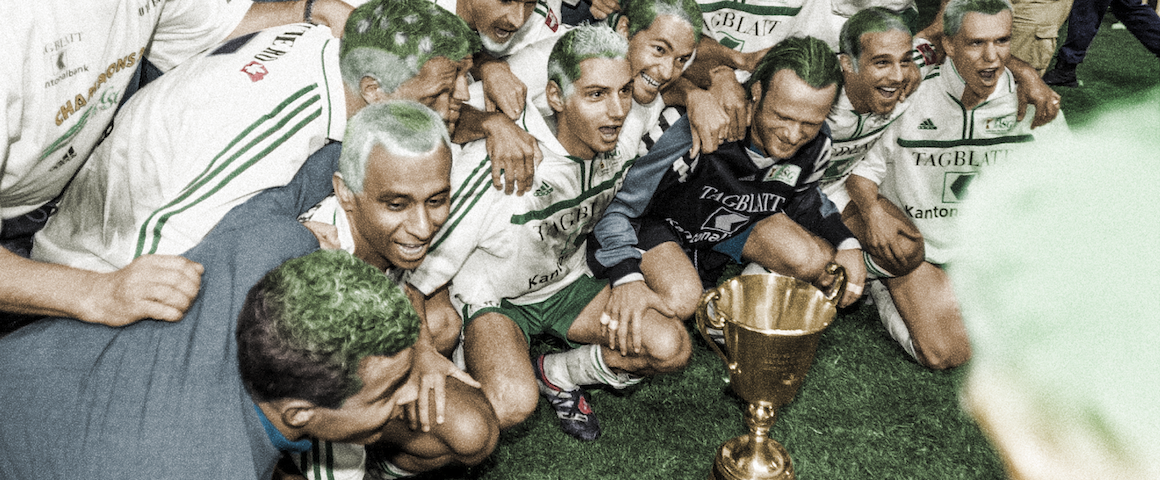 FC St. Gallen players celebrate their Swiss league win in 2000 |    Photo Credit