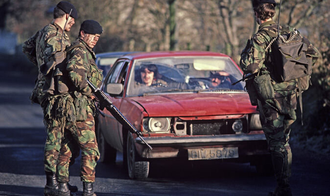 British Army checkpoints along roads across the region was a common occurance throughout the conflict | Photo Credit