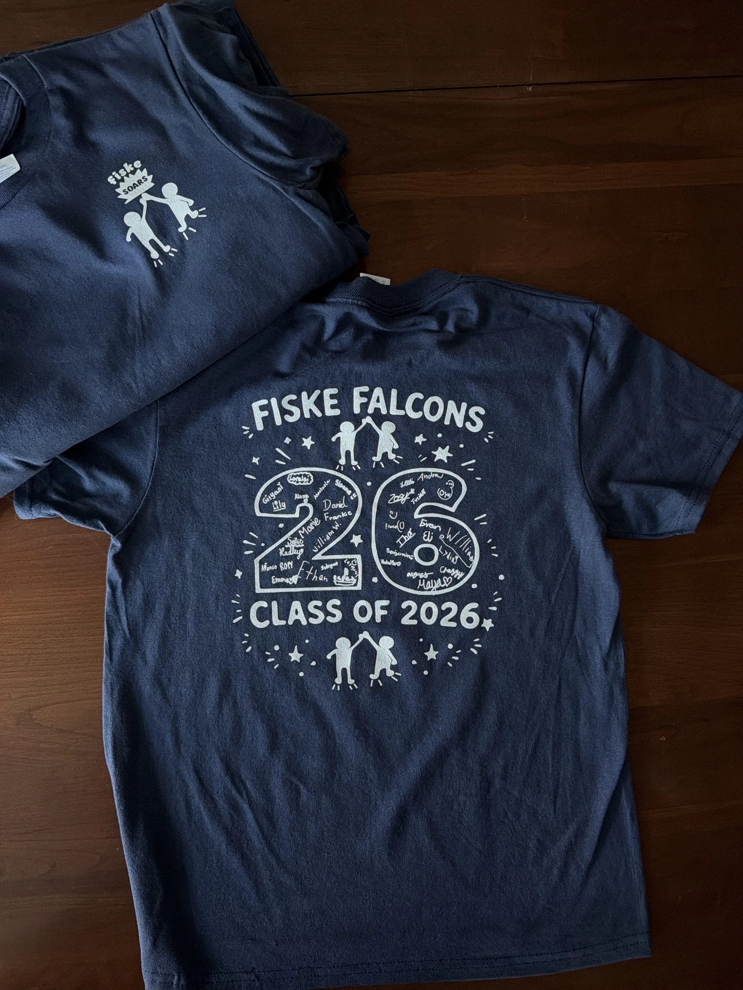 Fiske 5th Grade Tees – Screen printed tees featuring digitized student signatures on the back