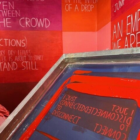 On Friday, we were stationed at Storefront Art and Architecture providing fresh screen prints on demand with Mariela Scafati's red and pink &quot;spectrum of visceral crimsons&quot; merch! 
.
💕❤💕❤💕
.
WIP is always available for events-just contact