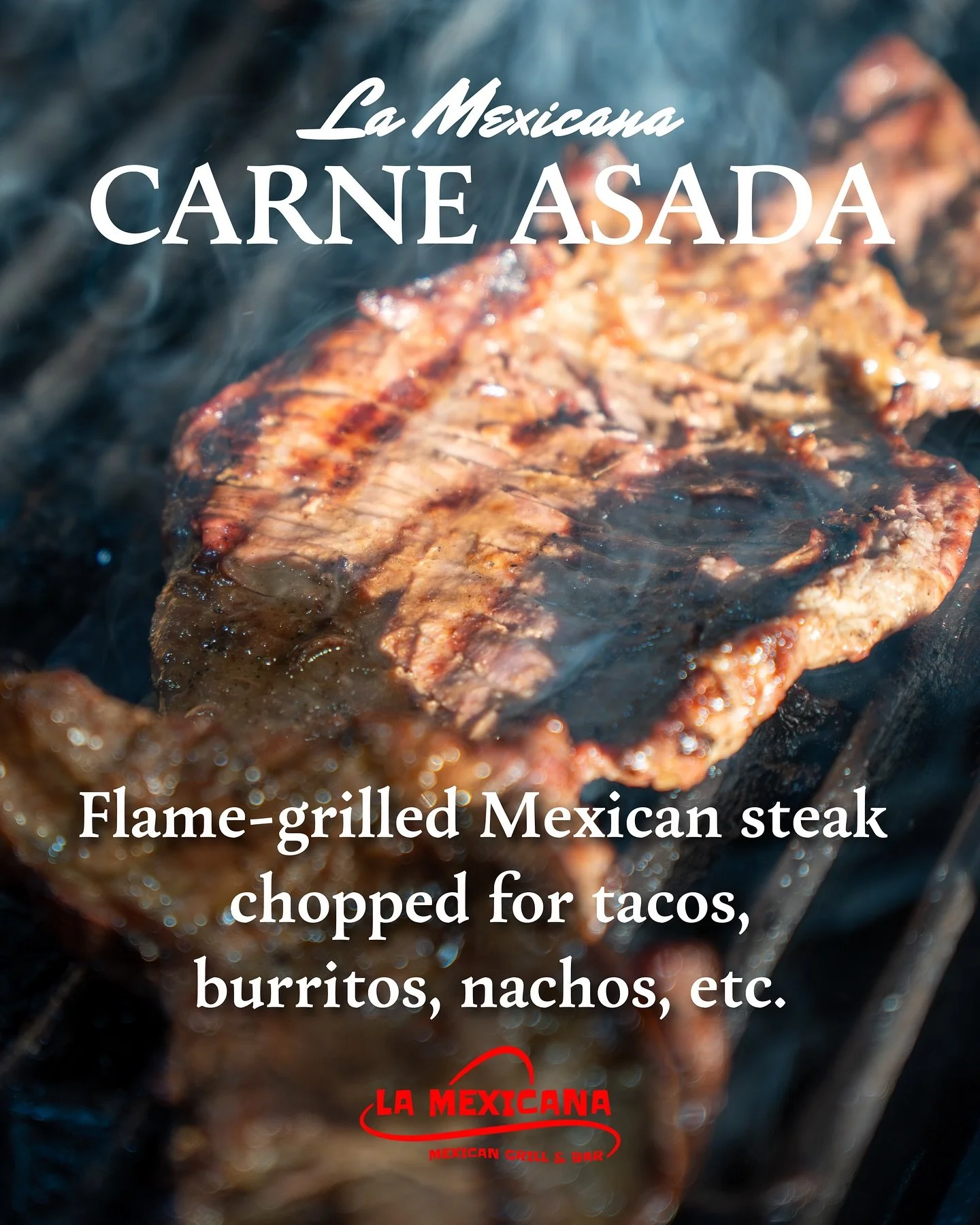 Carne Asada 🥩 Flame-grilled Mexican-style steak, full of flavour 🌮 the heart of street tacos. 🇲🇽

Our steak is marinated and seasoned with Latin American flavours, flame-grilled, then chopped for tacos, burritos, nachos and more. A Tijuana staple