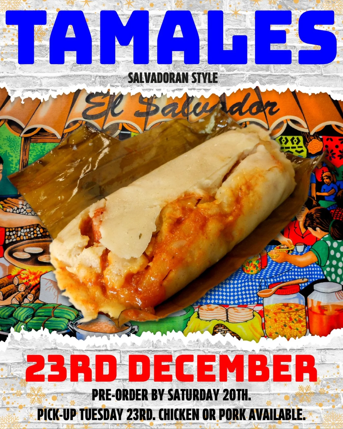 🎄Christmas just got tastier with our Salvadoran tamales 🇸🇻🎄

Bring the familia together with soft masa wrapped in banana leaf and filled with juicy chicken or pork, a true Salvadoran Christmas flavour 😍🔥

A holiday classic that brings Salvadora