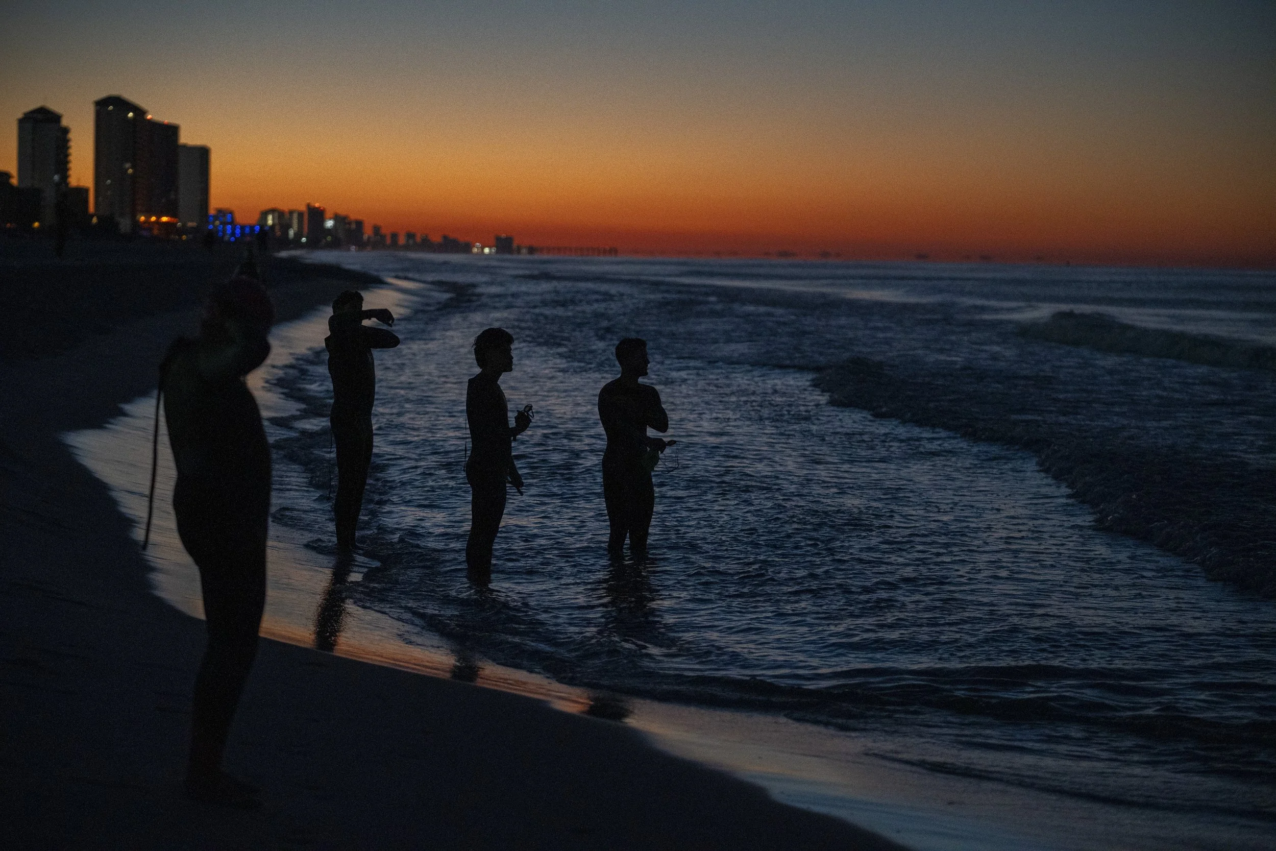  Age-group athletes prepare to compete in the 2025 IRONMAN Florida on November 1, 2025, in Panama City Beach, Florida. (Photo by Benjamin B. Braun/Getty Images for IRONMAN) 