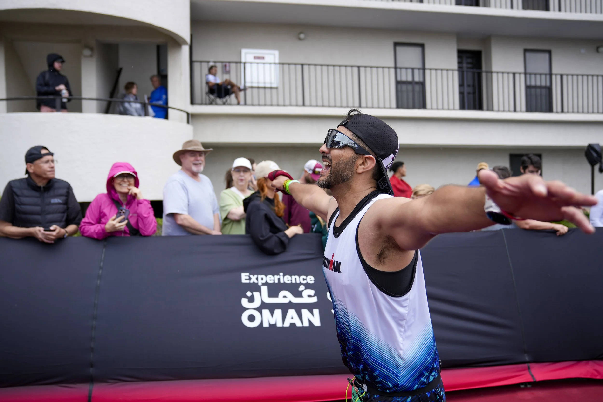  An age-group athlete reacts to finishing the 2026 IRONMAN 70.3 Gulf Coast on May 9, 2026, in Panama City Beach, Florida. (Photo by Benjamin B. Braun/Getty Images for IRONMAN) 