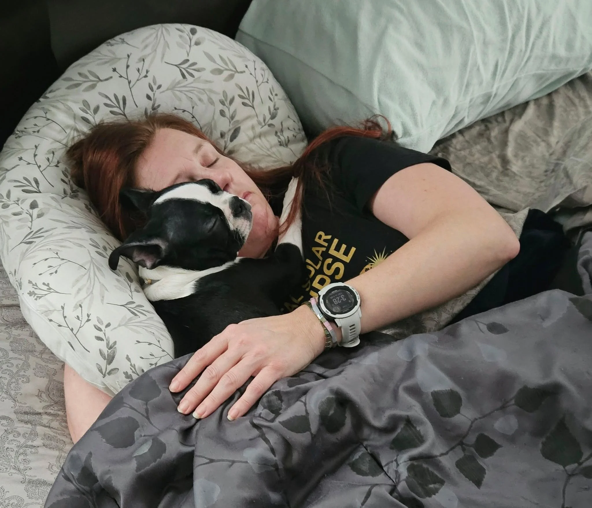 She has to have her face on my face to sleep. I'm 100% okay with that. And yes, she's holding me. 

Love her.