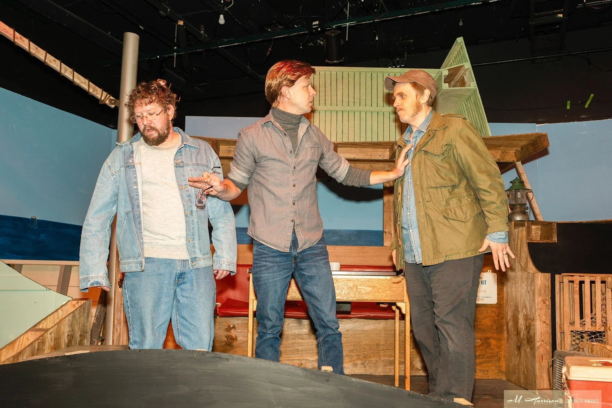 "It was a horse!"
"It was a mule!!"
"HORSE!!!"
"MULE!!!"

"Would you two idiots stop it? Wrong show! And it was a shark!"

Come see three exhausted actors slowly lose their minds aboard the ORCA in Th