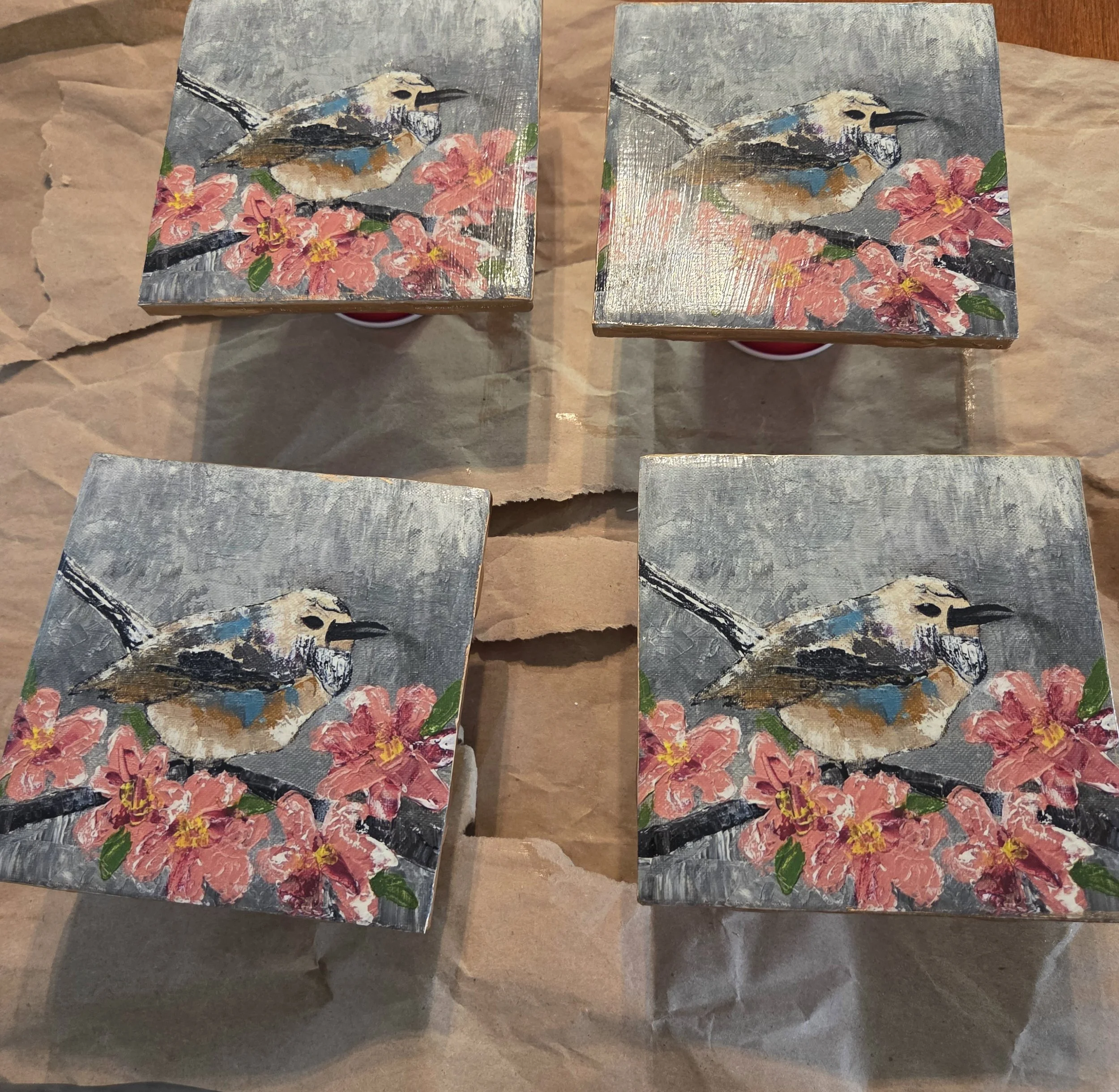 Nuthatch Coaster Set.