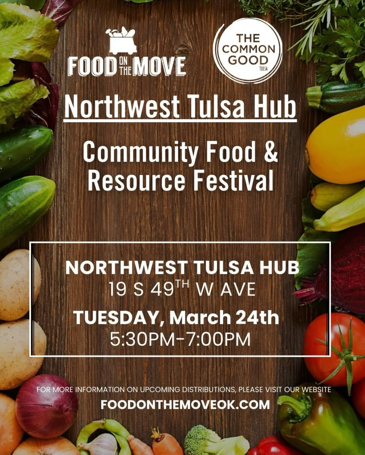 We will be back at the NW Tulsa Hub TONIGHT! 

📆 March 24th 
📍19 S 49th W Ave 
⏰ 5:30 - 7:00 pm

Bring your family, friends, and neighbors! Everyone is welcome. 

See you soon!