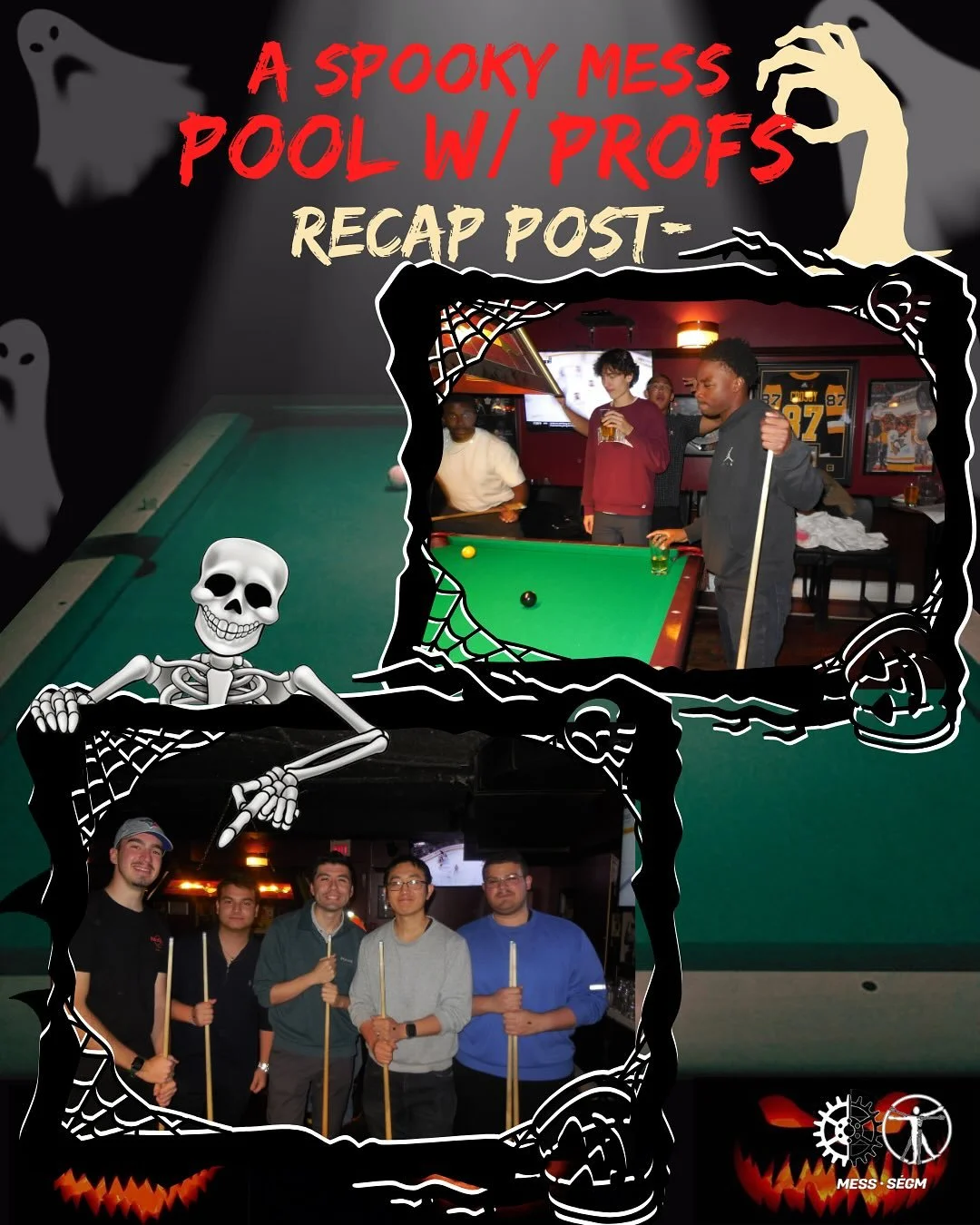 🎱👻 Spooky Pool Night with the profs was such a blast! Thanks to everyone who came out for some fun matches and good vibes 🎃 Stay tuned, more awesome events are on the way! 🐣

🎱👻 La soir&eacute;e Spooky Pool avec les profs &eacute;tait super amu