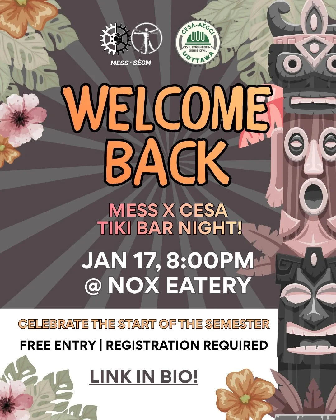 Celebrate the start of the semester with MESS and CESA on Saturday, January 17 at Nox Eatery, 2nd floor Minto. Hawaiian shirts are mandatory (not actually, but strongly encouraged!) 🌺🌴

 REGISTER NOW, LINK IN BIO! 

&mdash;

C&eacute;l&eacute;brez 
