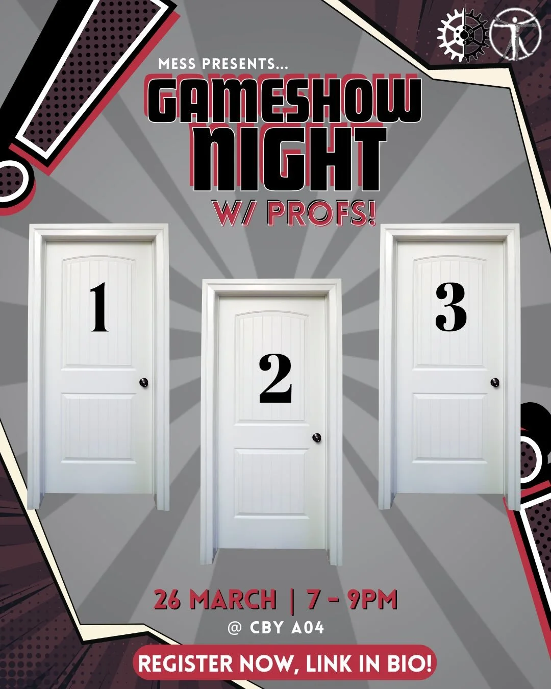 Now announcing the profs that could be a part of YOUR team this Thursday during MESS Gameshow Night with Profs! 🍎🧑&zwj;🏫 

Get ready to compete for some awesome merch prizes at this FREE event! 

Link in bio, sign up now ‼️🔗

&mdash;&mdash;

Anno