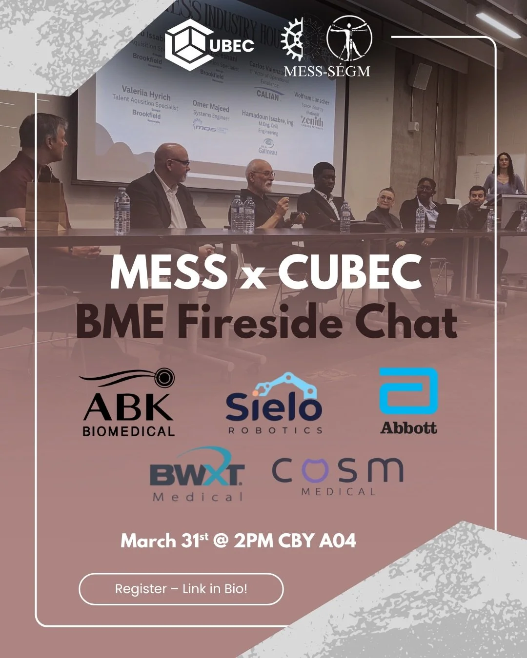 Meet the speakers joining us for our BME Fireside Chat 👀

We&rsquo;re excited to welcome professionals from ABK Biomedical, Sielo Robotics, Abbott, BWXT Medical, and COSM Medical for an afternoon of insights, career journeys, and real conversations 