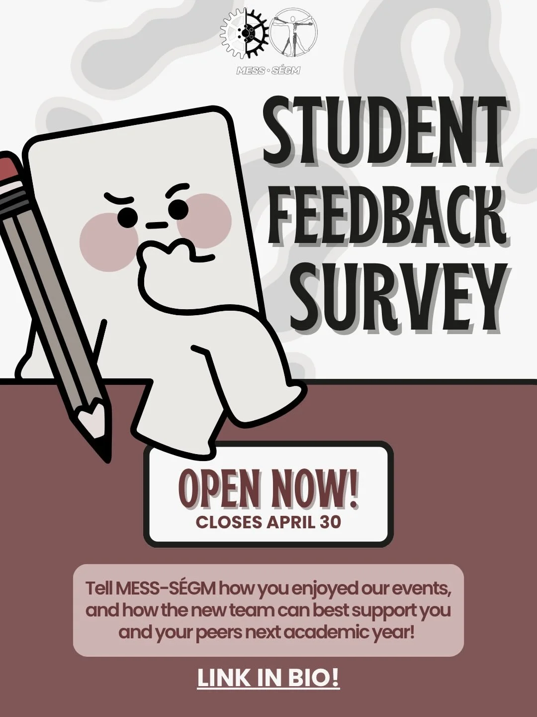 Let us know how we did this semester with the form in our bio! 📝 The future MESS team would love to incorporate any and all feedback you guys have 🫶⚙️

&mdash;&mdash;

Faites-nous savoir comment nous avons fait ce semestre avec le formulaire dans n