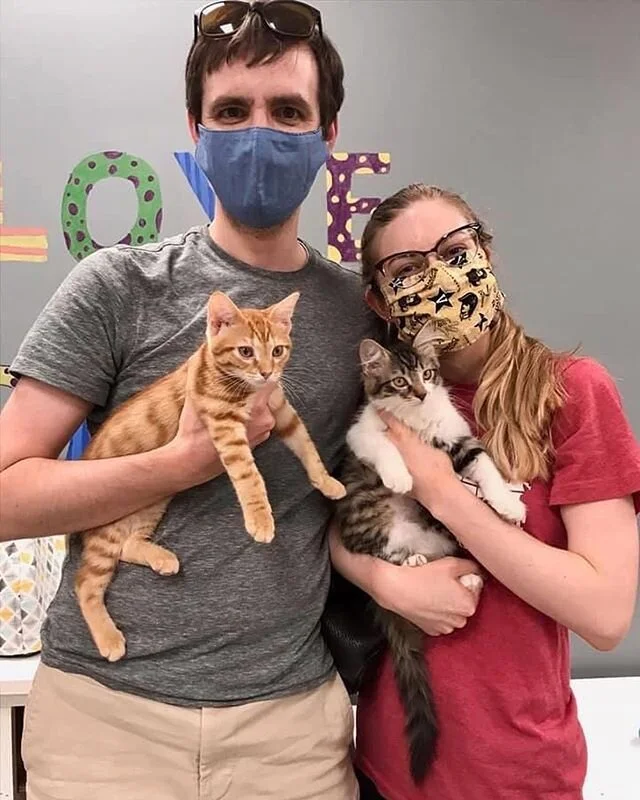 And away they go.....🐾 Rocket-fix and Ricky came in like 2 peas in a pod. Being a bonded pair can be tricky sometimes.  But this sweet couple didn't mind. They fell head over heels for these 2 and off to their new home they go!
Kit kat was a quiet little princess at first.  She gracefully came out of her shell and was whisked away to her new home. 
So happy to all the families and kitties today who found new homes. We love what we do and couldn't do it without you all. 💓😻🥰