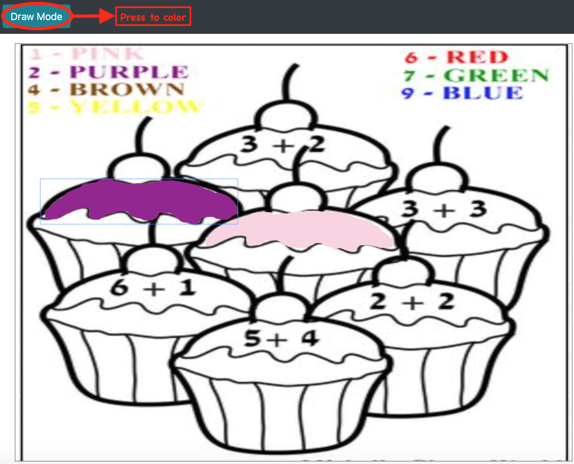 cupcake math draw