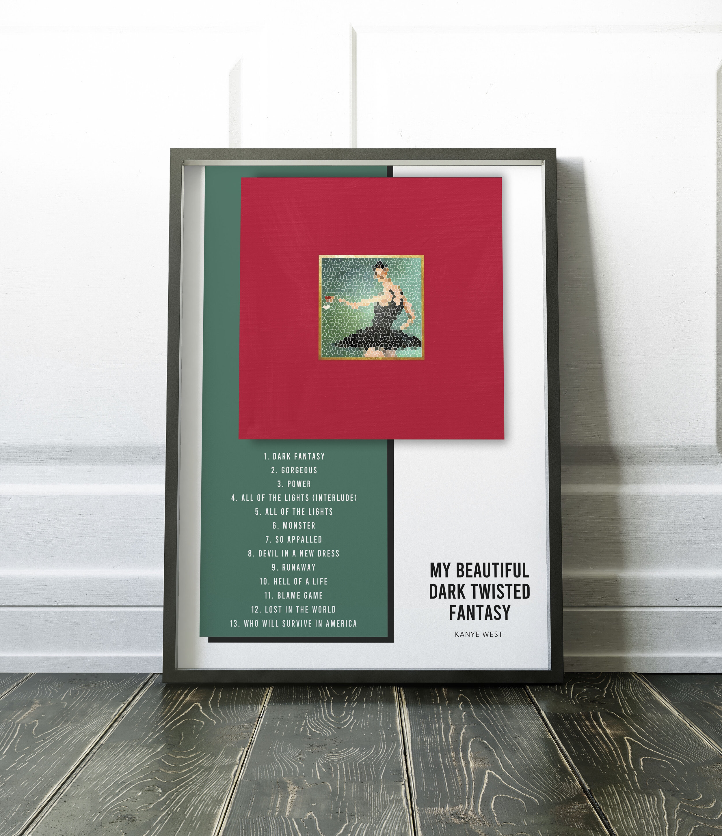 Kanye West Poster  My Beautiful Dark Twisted Fantasy  Album Cover Poster Poster Print Wall Art Custom Poster Home Decor