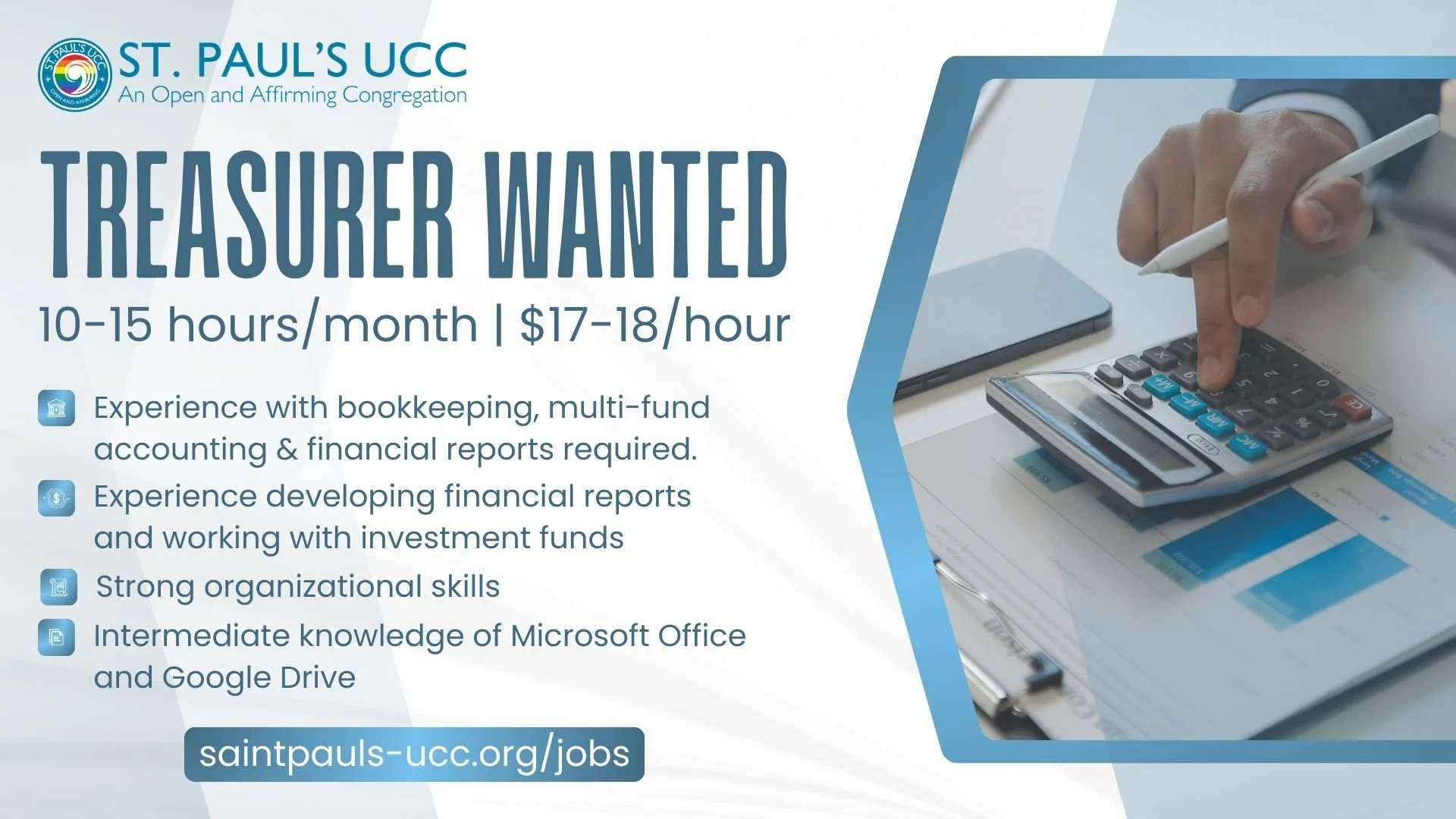 We're Hiring a Treasurer