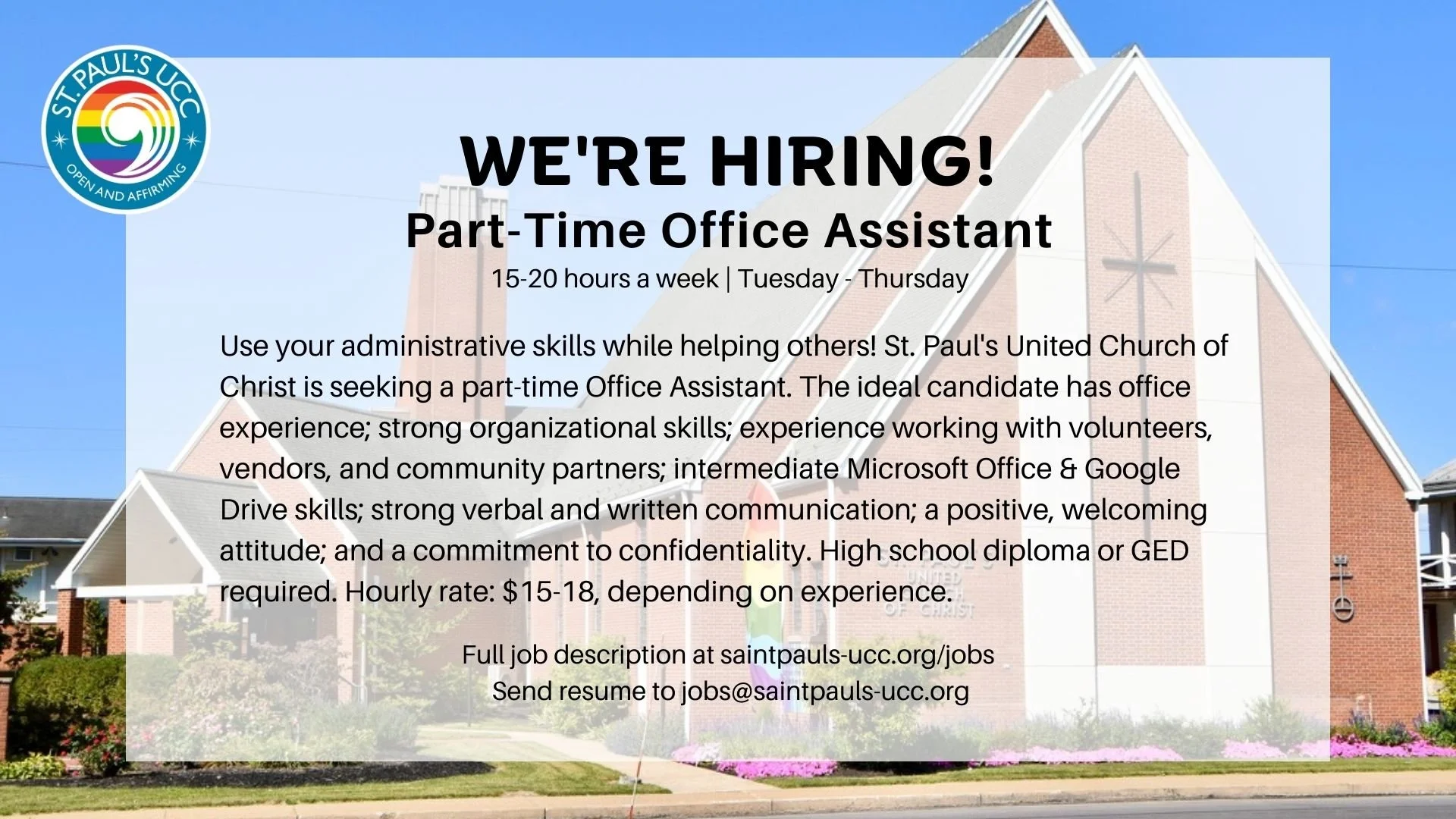 We're Hiring a Part-Time Office Assistant