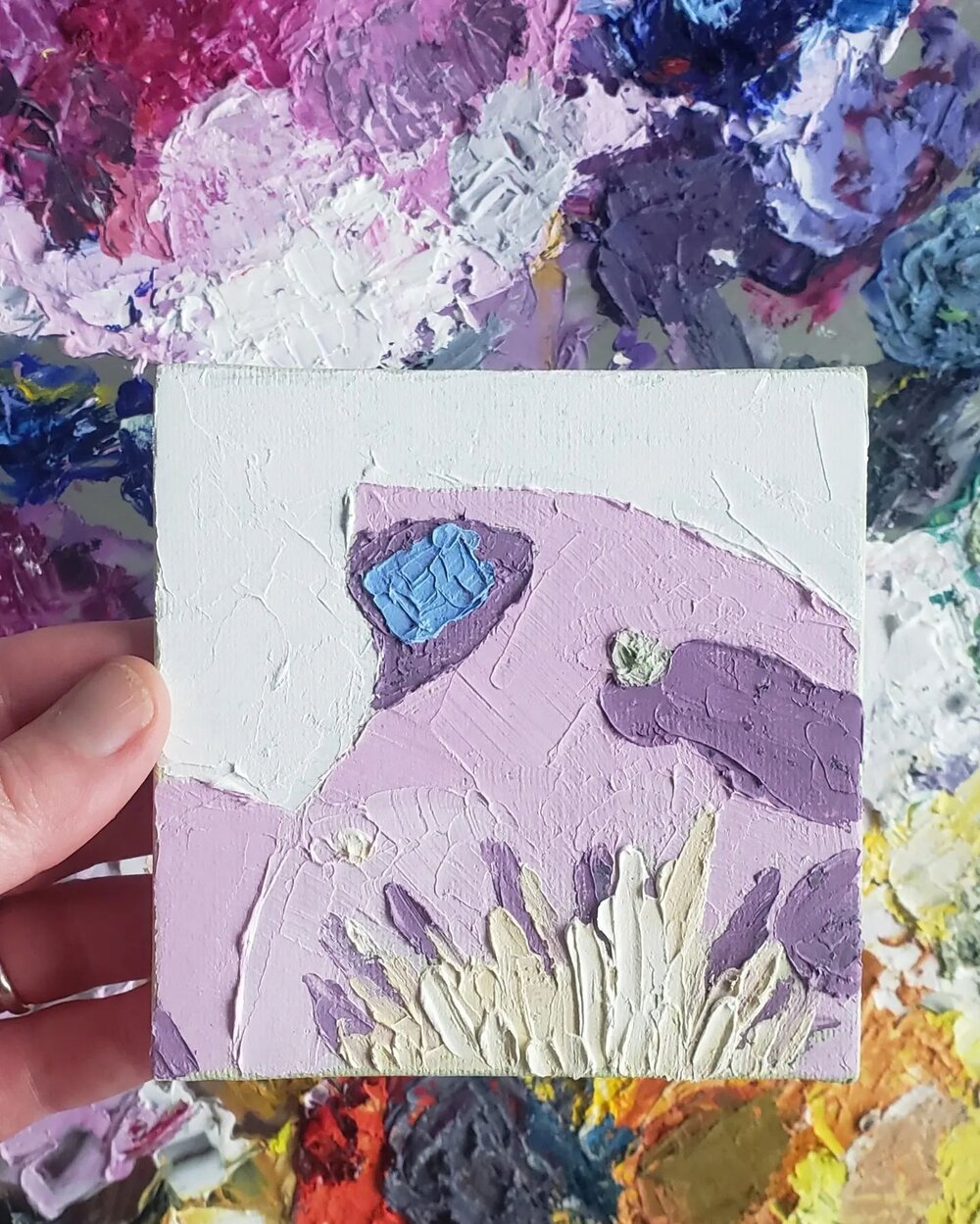 26/31 #31daysofcreativepractice2024 

Thanks for all the love on yesterday's small painting, I'd like to do more paintings like that one 😁. I quite like how this one turned out. 

Oil paint on panel, 4x4 inches

#nzartist #minioilpainting #paintingm