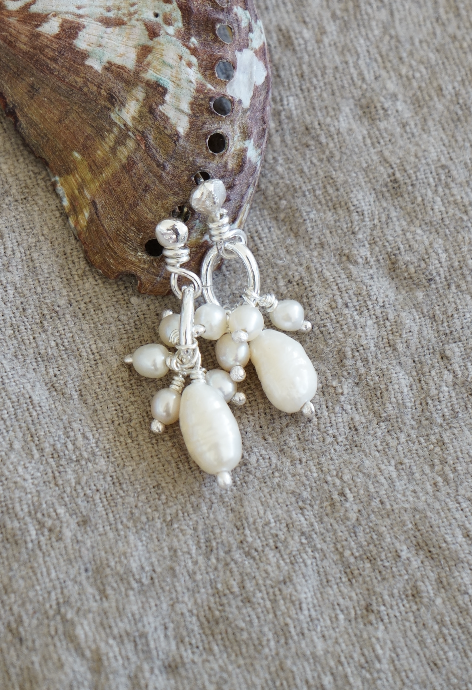 sustainable salvaged reclaimed pearl earrings bridal couture commission jewellery brighton london sustainable handmade draped freshwater pearls