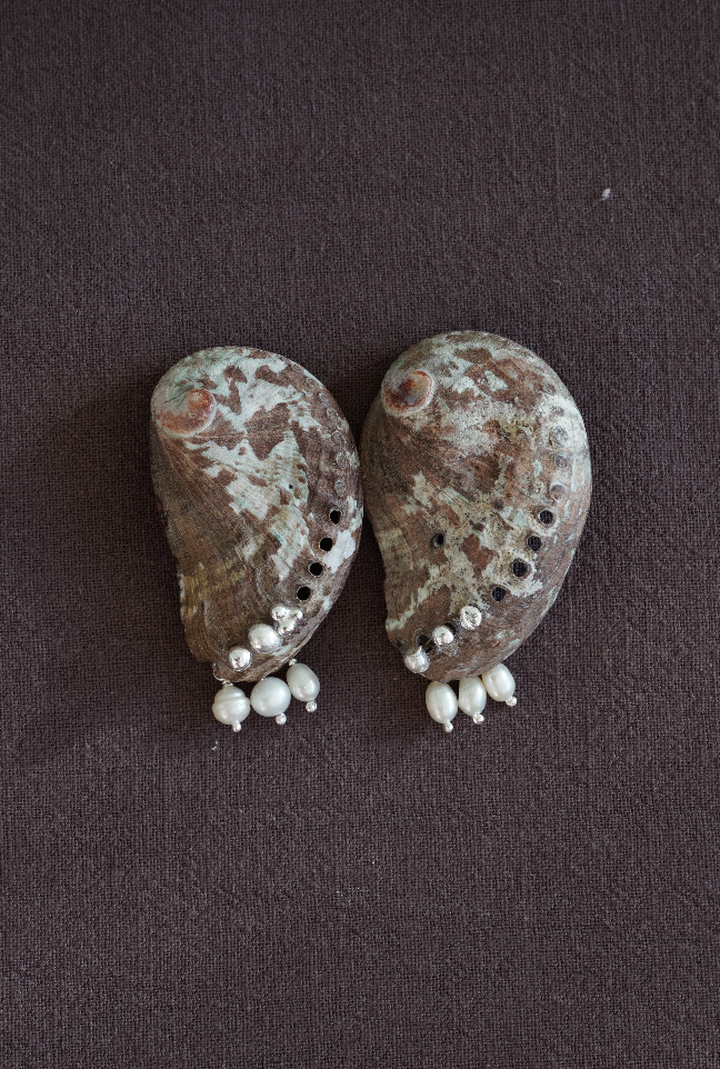 sustainable salvaged reclaimed pearl earrings bridal couture commission jewellery brighton london sustainable handmade draped freshwater pearls