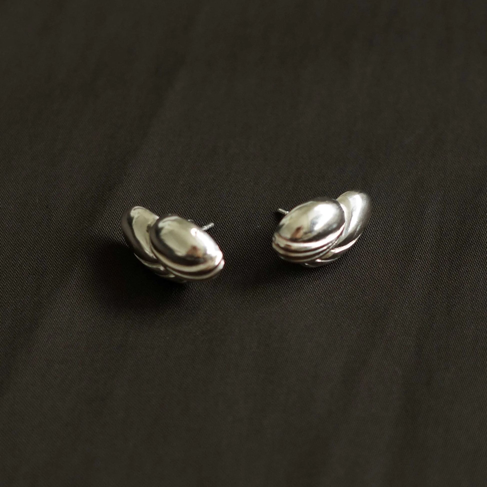 VINTAGE organic form silver studs