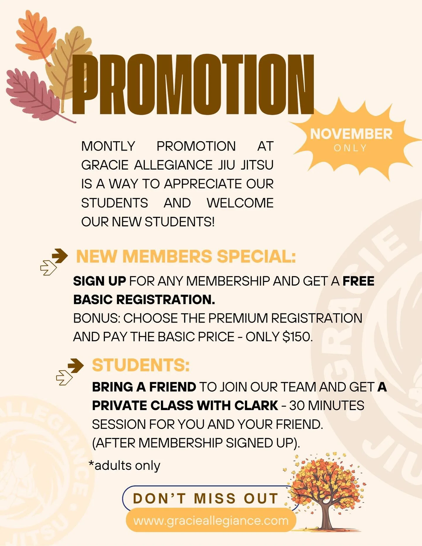 This month holds a special meaning for us. 🤍

Thanksgiving is a powerful reminder to express our gratitude for our journey and, most importantly, for every single student who is part of it. 🥋

To give back a little of the love you give us, we&rsquo