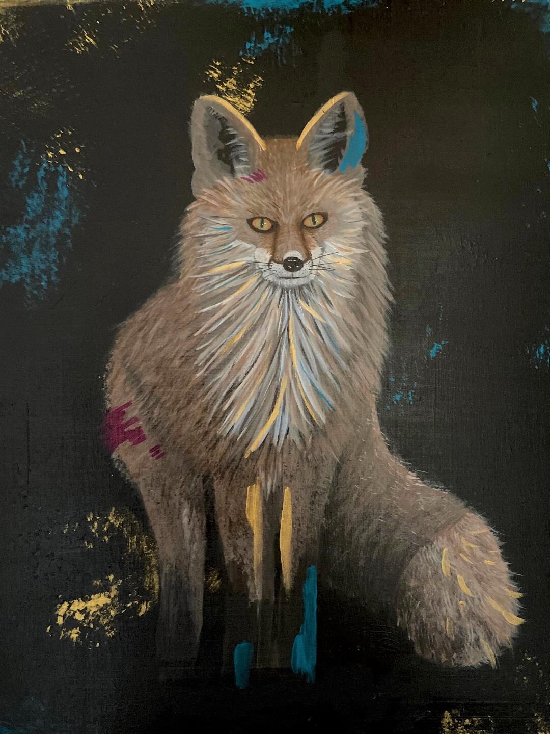 Cadmean Vixen A majestic acrylic painted fox with an
