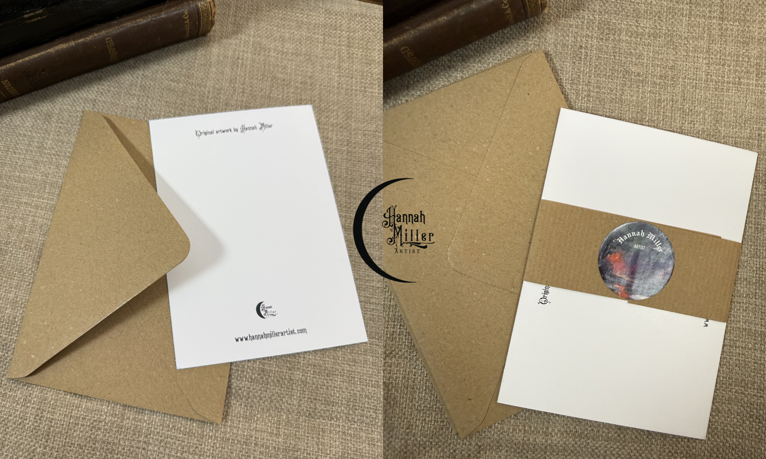 back of my artwork postcard set with envelopes