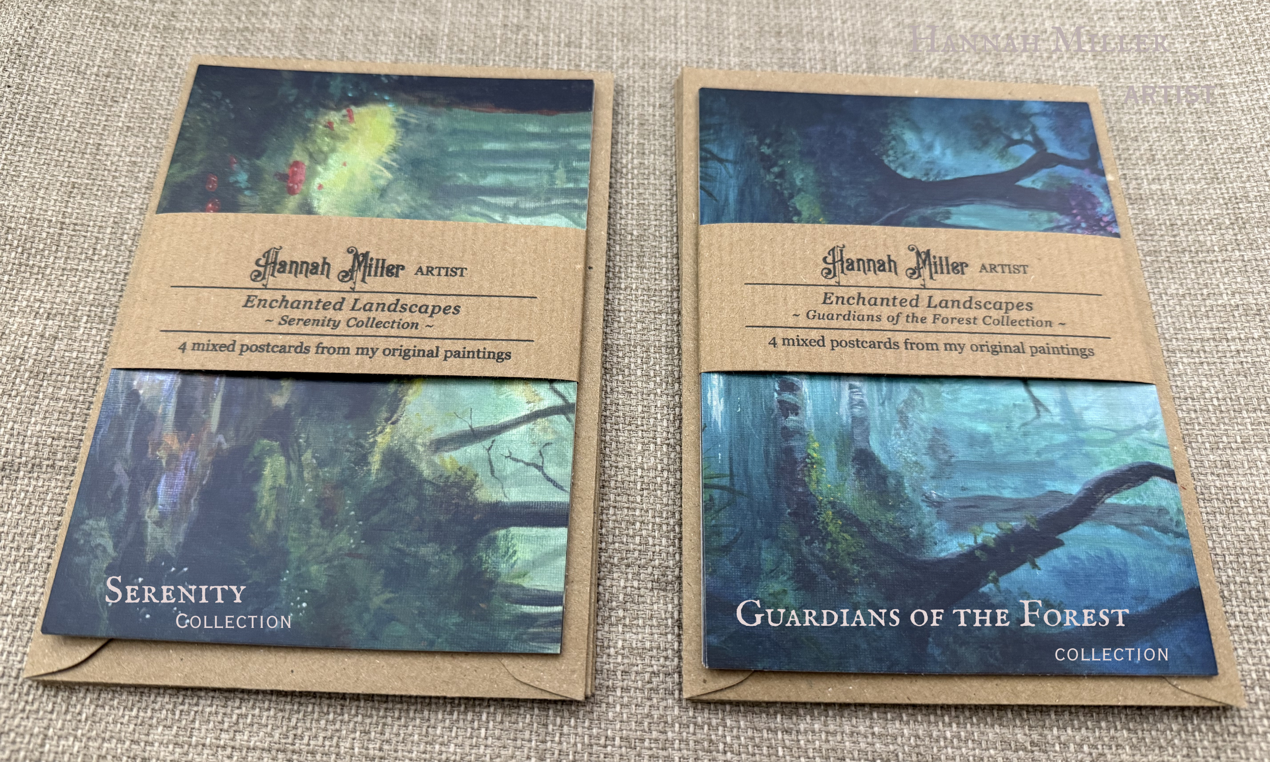 Two enchanted landscape postcard sets
