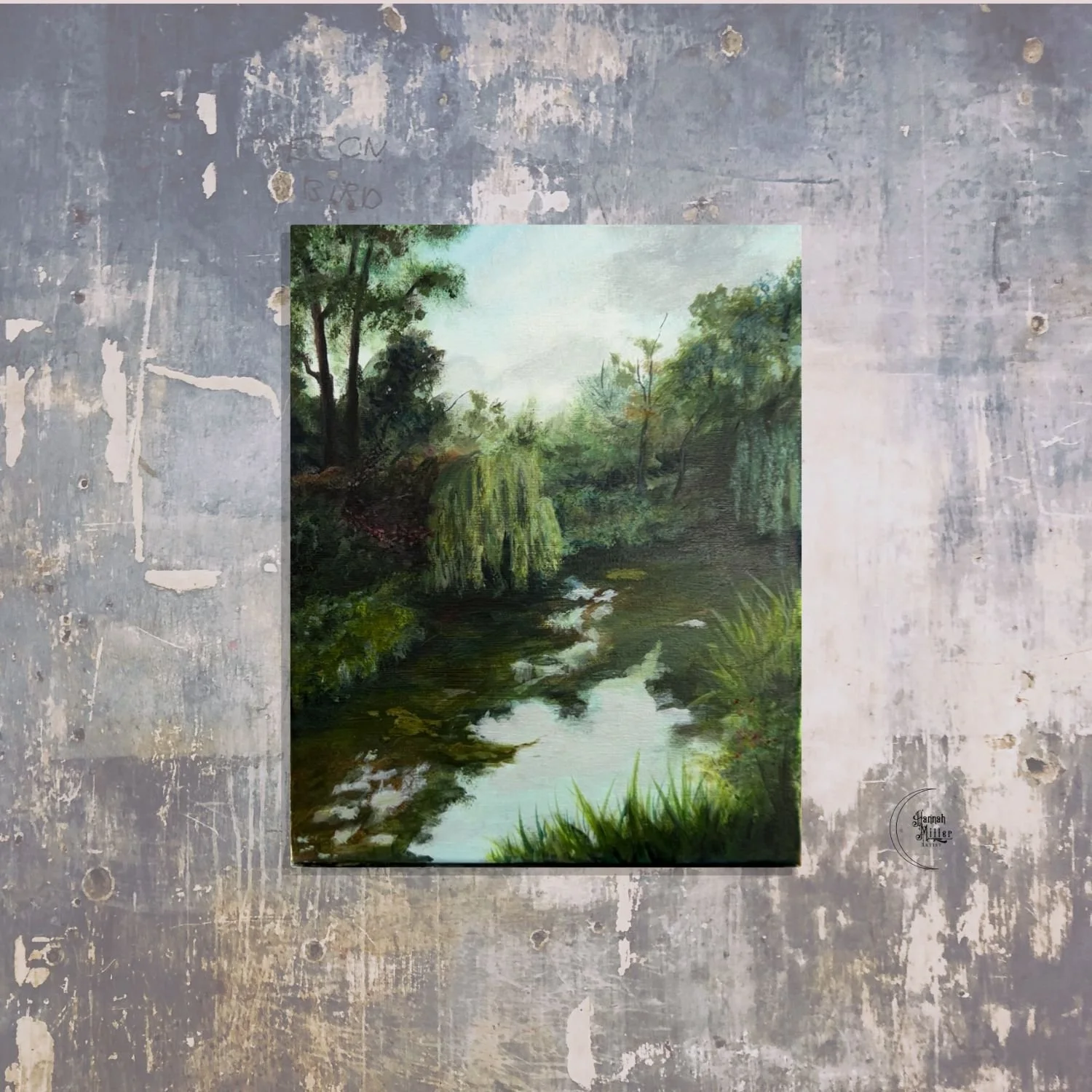Original River Landscape Acrylic Painting | "Serenity by the Stour" |  Wall Art of the River Stour