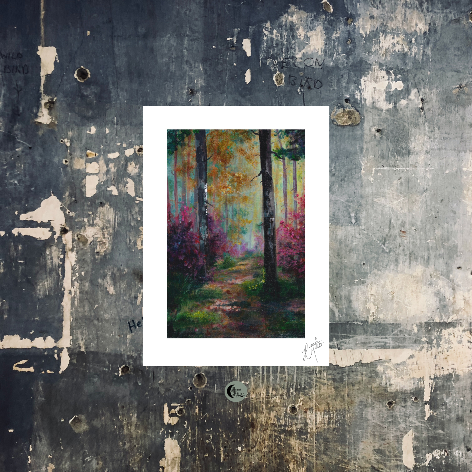 a Giclee fine art print of a vibrant autumn forest
