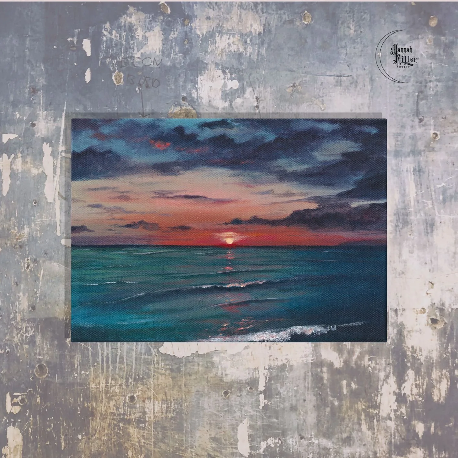 Original Ocean Sunset Painting | "Ocean Embers" | Seascape Art