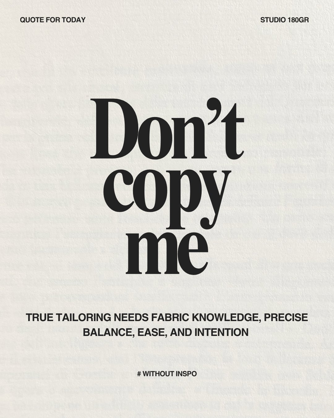 Hablar de patronaje es hablar de t&eacute;cnica.⁠
Detr&aacute;s de una prenda bien resuelta no hay atajos: hay conocimiento textil, proporciones medidas y decisiones que se toman con intenci&oacute;n, no por inercia.⁠
⁠
Copiar es f&aacute;cil. Constr