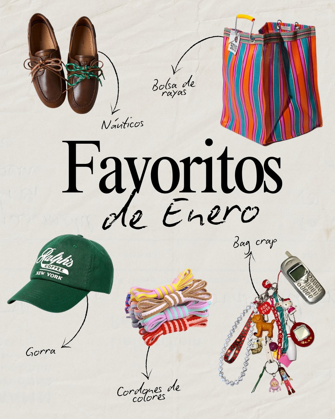 Favoritos de Enero.⁠
Productos que hemos visto en pinterest o en la calle, que os proponemos para elevar un look de forma sencilla.⁠
Nada nuevo, solo cosas que nos han gustado.⁠
Intentaremos hacerlo una vez al mes.