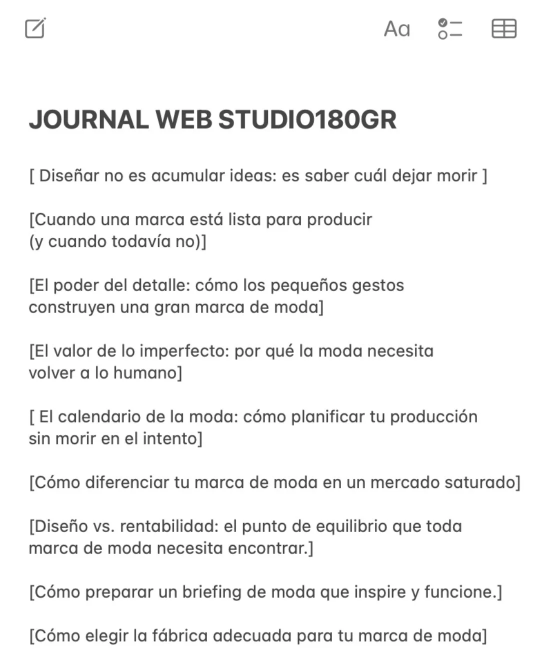 En nuestra web tambi&eacute;n escribimos [ Link en bio ].⁠
Notas, reflexiones y peque&ntilde;os textos sobre nuestro trabajo, los procesos que hay detr&aacute;s de una colecci&oacute;n y muchas de esas cosas que normalmente no se ven cuando se mira l