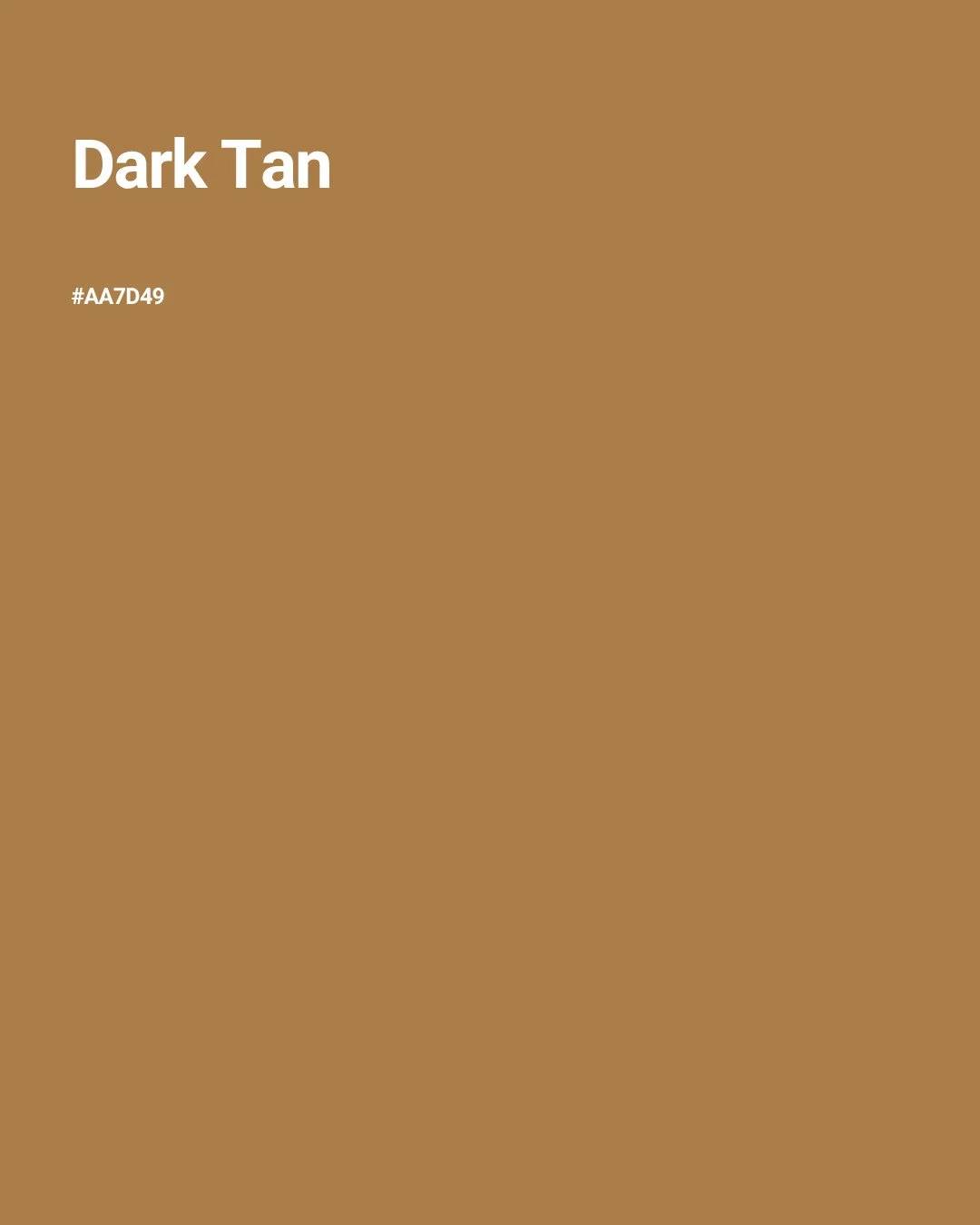 DARK TAN #AA7D49⁠
⁠
Un marr&oacute;n tostado, c&aacute;lido y seco, a medio camino entre el camel, el cuero envejecido y el militar.⁠
Nos gusta porque funciona como neutro, pero no se siente plano.⁠
⁠
Tiene m&aacute;s car&aacute;cter que un beige. Es