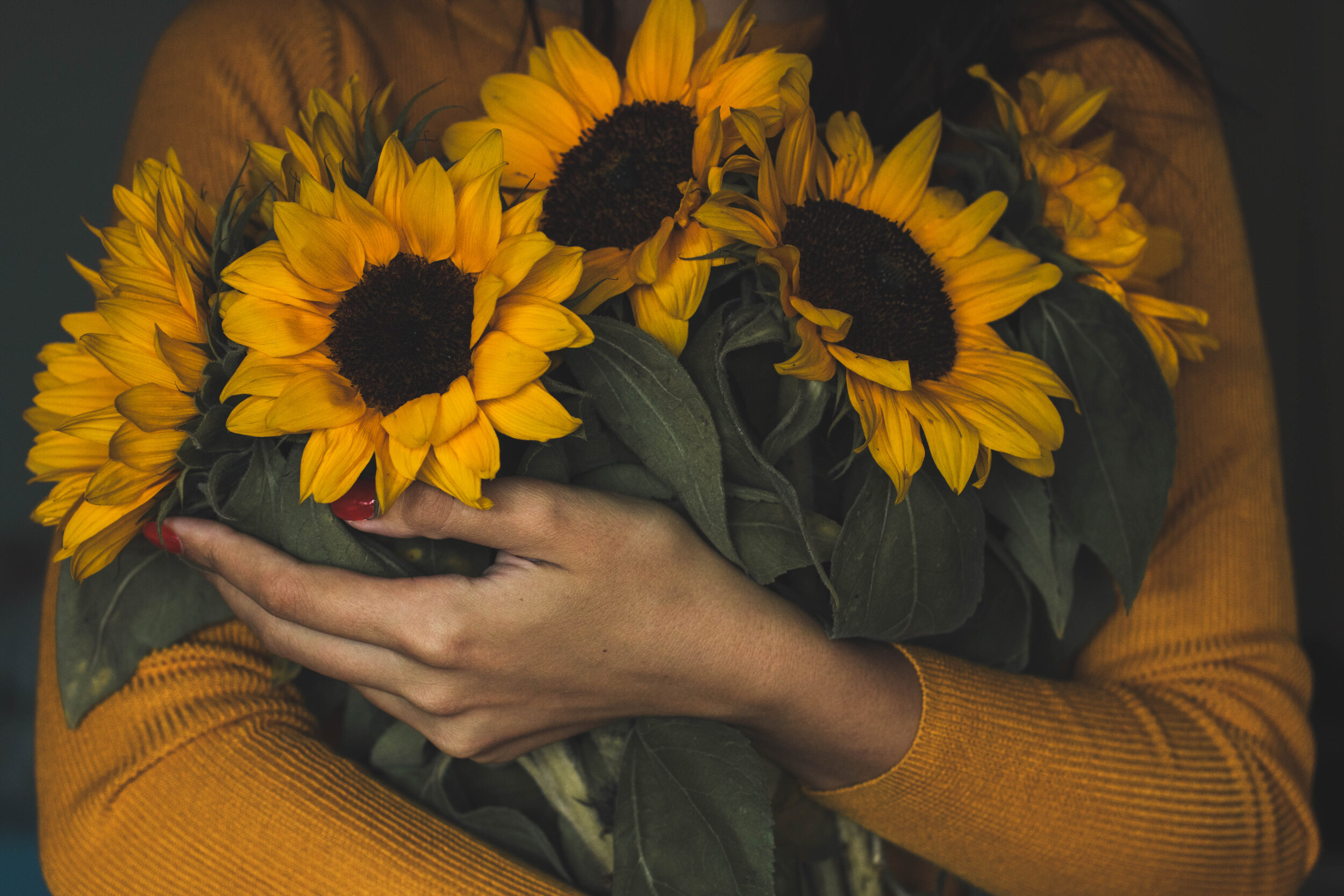 Canva - Woman Holding Bunch Of Sunflowers.jpg