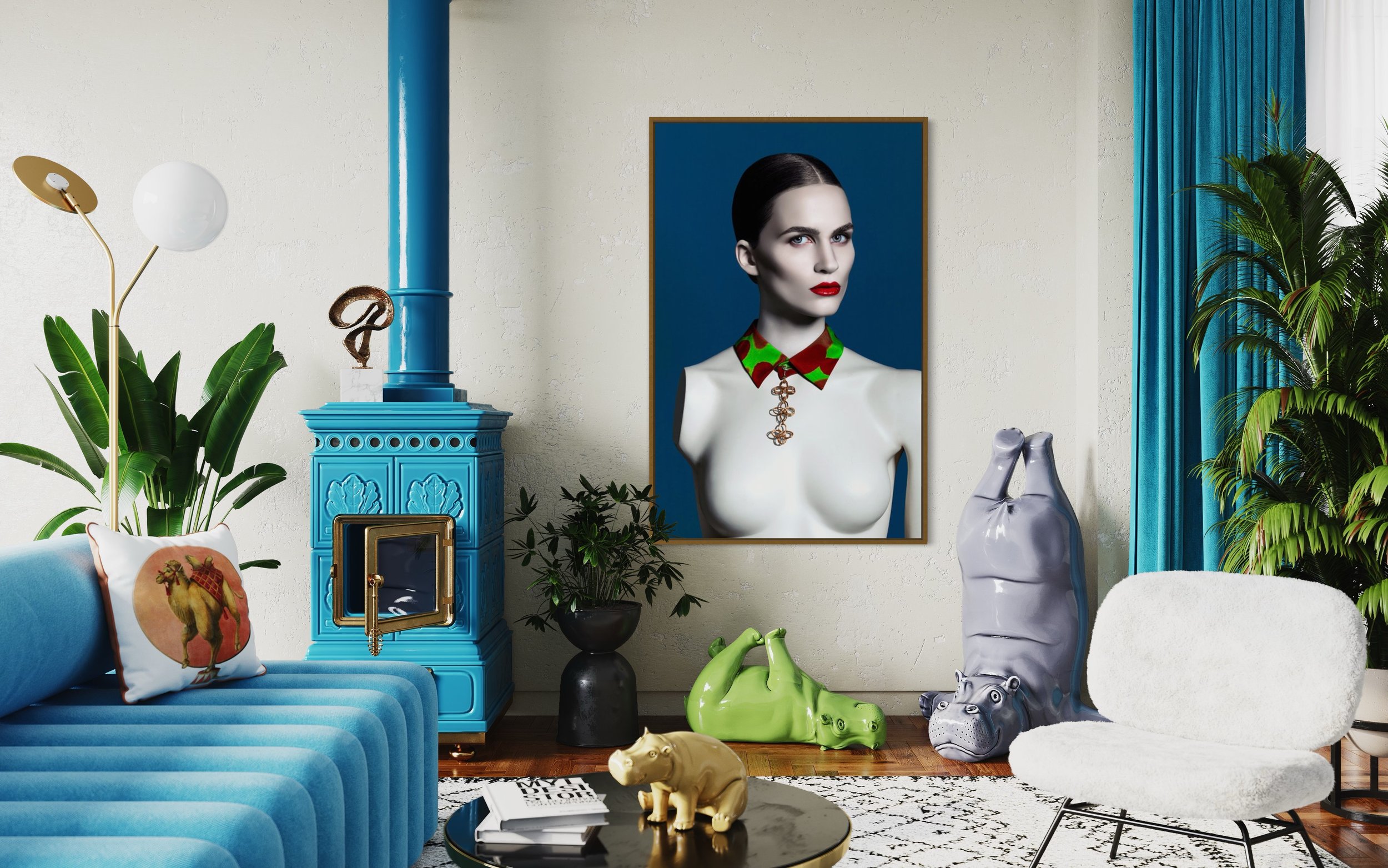 Surreal fine art portraits exploring the boundaries between real and unreal fusing eccentric bright fashion and digitally enhanced human