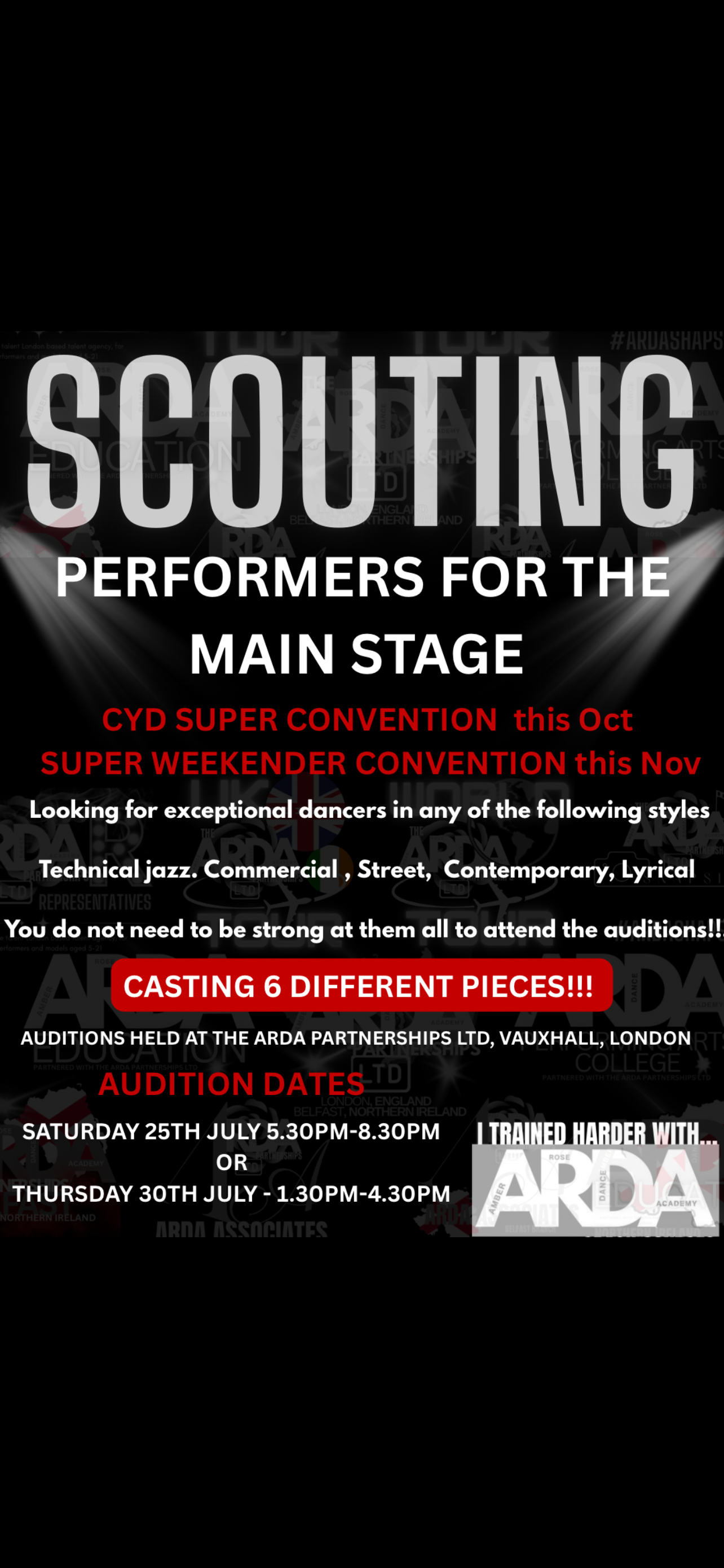 MAIN STAGE AUDITIONS - CYD/SUPER WEEKENDER
