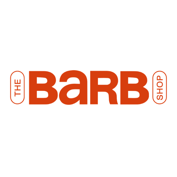 The Barb Shop logo in red