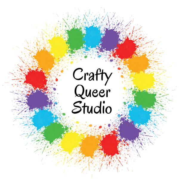 The Crafty Queer Studio logo in rainbow colors