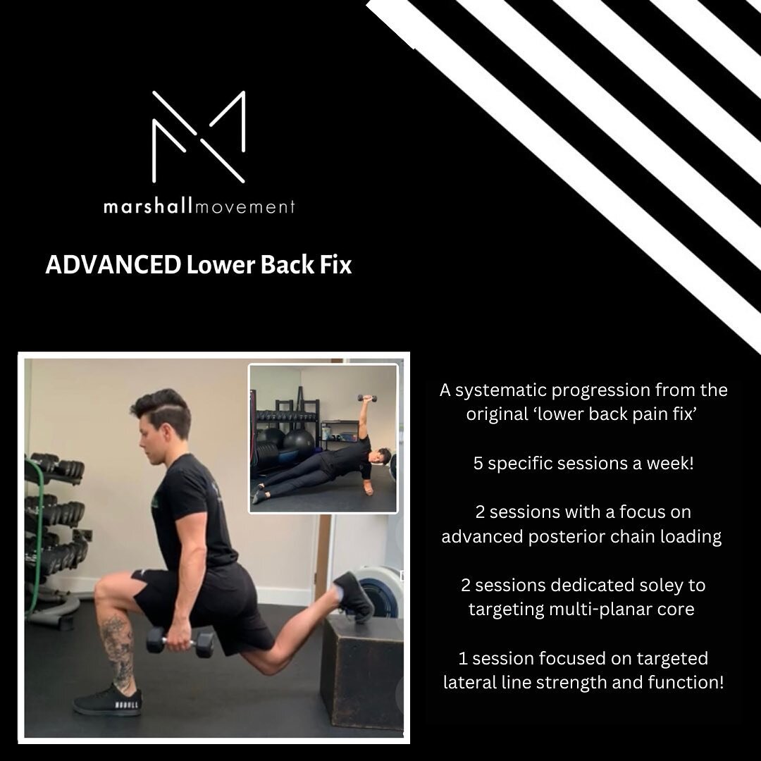 Available NOW! 

The Advanced lower back fix 6-week online program is ready&hellip;..

▪️ONLY 70 for a comprehensive up to 5 sessions a week (can be adjusted to suit schedules)

▪️1-2-1 support and feedback as required through the app for the duratio