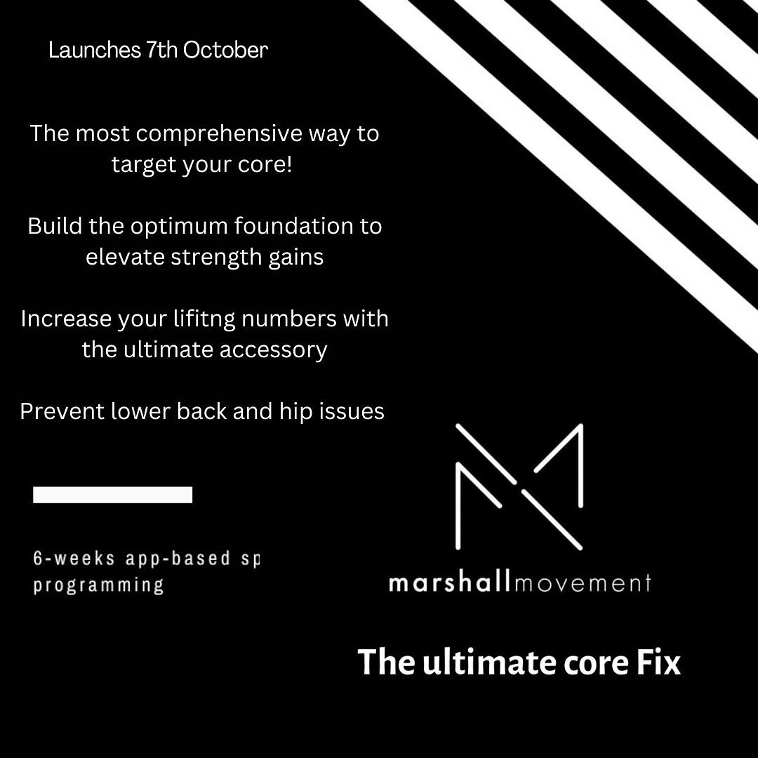 Launches from 7th October 👀

👉🏽 6-weeks specialist programming

👉🏽 3 sessions a week all dedicated to hitting the core in different ways!

👉🏽 Elevate your strength and lifting gains!

👉🏽 Bulletproof your back and hip mechanics 👊🏽

👉🏽 onl