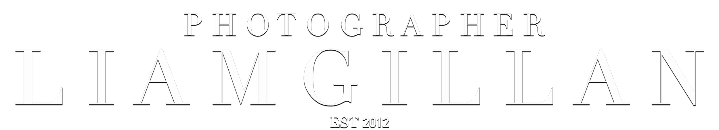 Text graphic with the words 'Photographer Lam Gillan EST 2012' on a black background.