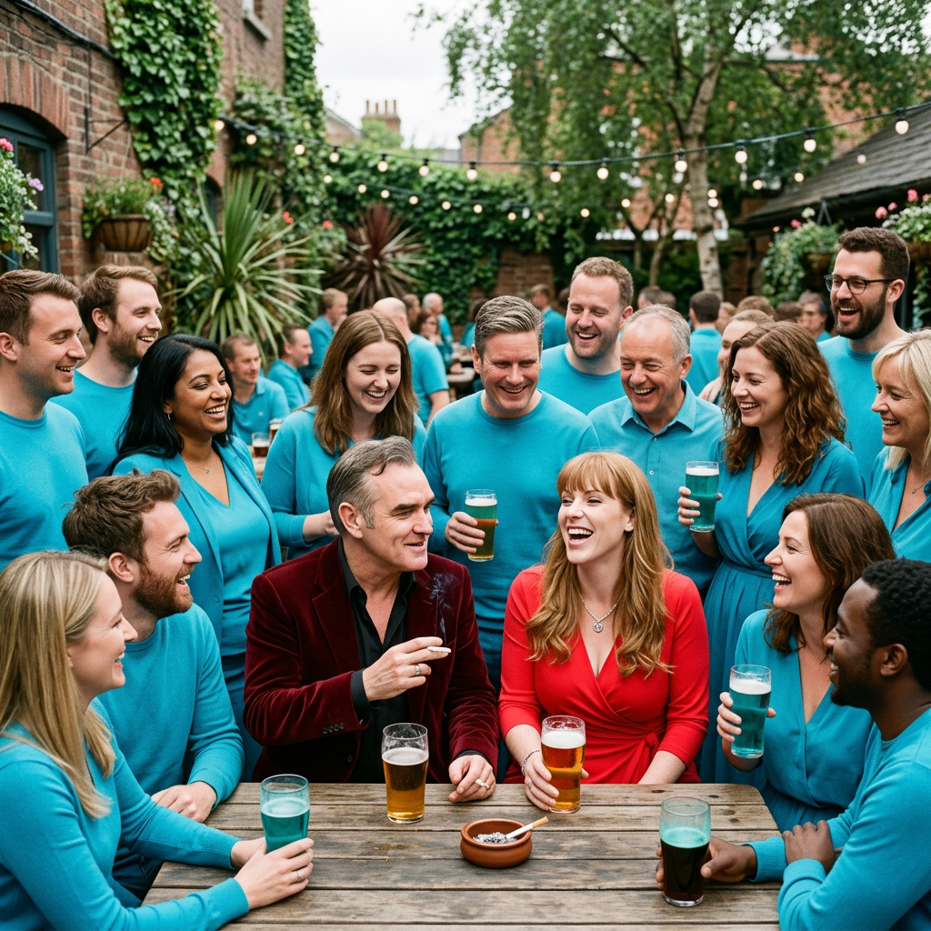 Morrissey has a pint with Angela after the local elections